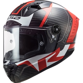 LS2 FF805 Thunder Racing1 Carbon Helm, weiss-rot, Größe S