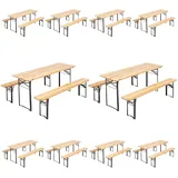 Oviala Business Bierzeltgarnitur Tisch und Holzbänke 180 cm – 10er-Set – Oviala