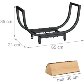 Relaxdays Kaminholzregal Metall 35 x 65 x 21 cm Schwarz