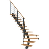 DOLLE Mittelholmtreppe Hamburg (Breite: 75 cm, 1/4-gewendelt, Anthrazitgrau, Farbe Stufen: Buche, Natur, Geschosshöhe: 240 – 279 cm)