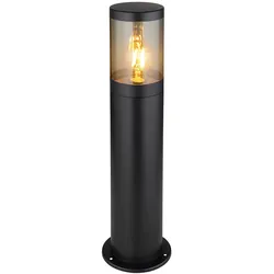 Sockelleuchte Außen Stehlampe Außenleuchte Edelstahl, Spritzwasserfest Garten, schwarz rauchfarben, 1x E27 Fassung, DxHxB 14x50x10,2cm