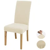 BTTO Sitzflächenhusse 1/6/8 er-Set Stuhlhussen Großer Blatt-Jacquard Stuhlbezug, Stretch Esszimmer-Sitzbezüge, Heimtextilien,Einfarbig beige