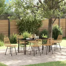 vidaXL Garten Essgruppe 7 pcs Braun Pulverbeschichteter Stahl