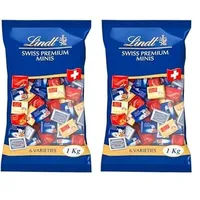 Lindt Schokolade Swiss Napolitains | 1 kg | Vollmilchschokoladen Mini Tafeln in den Sorten, Milch-Nuss, LINDOR Milch, Cresta, Weiß, Crémant | Großpackung | Schokoladengeschenk (Packung mit 2)