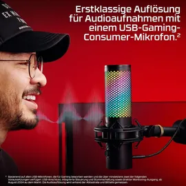HyperX QuadCast 2 S USB-Mikrofon, RGB-Beleuchtung, 32-Bit/192 kHz Audio, vier Richtcharakteristiken, Tap-to-Mute-Sensor, Multifunktionsknopf, abnehmbare Dämpferhalterung, NGENUITY-kompatibel, Schwarz