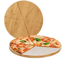 Relaxdays Pizzabrett, Hellbraun, Holz, Papier, 33x1.5x33 cm, Essen & Trinken, Geschirr, Teller, Pizzateller