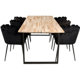 ebuy24 CirebonBL Essgruppe Esstisch Teak und 6 Limhamn Esszimmerstühle Velour schwarz.