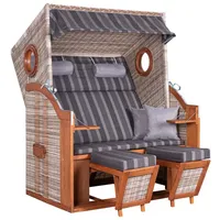 DeVries Strandkorb ca. 140x160x80 cm Braun/Grau
