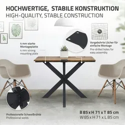 ML-Design Tischbeine X-Design 85x71x85 cm schwarz aus Metall