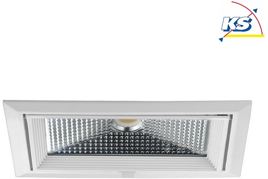 Brumberg LED Einbau-Wallwasher CORE, IP20, 23.5 x 14.5cm, schwenkbar, 43.2W 3500K 3694lm 110°, Weiß BRUM-88687175