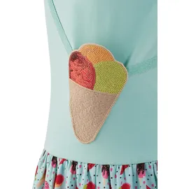 happy girls Jerseykleid HAPPY GIRLS, Mädchen, Gr. 92, N-Gr, bunt (ice blau), Jersey, Obermaterial: 95% Baumwolle, 5% Elasthan, bedruckt, unifarben, Basic knieumspielend, Rundhals, Kleider Jerseykleid, vorne mit applizierter Umhängetasche mit Pailletten