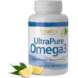 Fischöl Omega 3 Kapseln Hochdosiert mit 2000 mg Fischöl davon 800 mg EPA und 600 mg DHA pro Tag + Vitamin E (120 Stk) Ultra Pure Omega 3 Vitality Nutritionals by Vitaminexpress