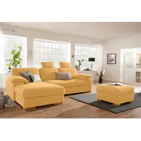 Ecksofa HOME AFFAIRE "Ventura L-Form" Sofas Gr. B/H/T: 277cm x 86cm x 172cm, Luxus-Microfaser, Recamiere links, mit Bettfunktion, gelb (senf) wahlweise mit Bettfunktion und BettfunktionBettkasten