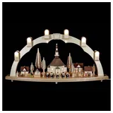 Richard Glässer GmbH Seiffen Richard Glässer Seiffen Schwibbogen Seiffener Dorf, Länge 80 cm, natur, komplett elektrisch beleuchtet, original Erzgebirge