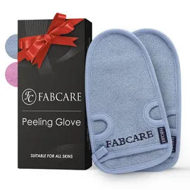 FabCare Peelinghandschuh für Gesicht und Körper, Peeling Schwamm 2 Stück - Exfoliating Gloves für Body Scrub mit Saugnäpfen und Ebook - DERMATEST geprüft mit SEHR GUT Bewertung