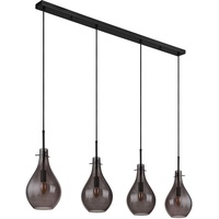 GLOBO Hängeleuchte Rauchglas Pendelleuchte 4-Flammig Glas Esszimmerlampe hängend, Metall,