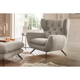 KAWOLA Sessel CHARME Cord 72 x 110 x 80 cm Steingrau mit Kissen