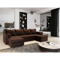 Masseno Ecksofa NAKO mit Schlaffunktion U-Form, Sofa mit Bettkasten, Wohnzimmersofa, Couch, Soffa, Bettsofa, Couchgarnitur- Braun, KRONOS 06 - Braun