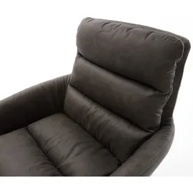 DeLife Esszimmerstuhl Abelia-Flex mit Armlehnen Mikrofaser Anthrazit Vintage Kreuzgestell konisch Schwarz,