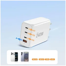 TECH-PROTECT NC240W-GaN 4-Port 240W Wandladegerät – Weiß