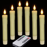 Yme LED Stabkerzen mit Timerfunktion und Fernbedienung, 6 Stück Elektrische Kerzen Batteriebetrieben mit Echtwachs Flackernde Flamme für Halloween Adventskranz Weihnachten Hochzeit Deko