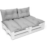 Amilian Palettenkissen 120 x 80 x 10 cm grau 3-tlg.