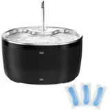 RDJ-DISPENSER Katzenbrunnen Edelstahl Trinkbrunnen für Katze,Katzenbrunnen für Katzen -3.2L Ultra leise Wasserbrunnen für Katzen - katzentrinkbrunnen für Hunde mit Wasserstandsfenster drei Filter Sets