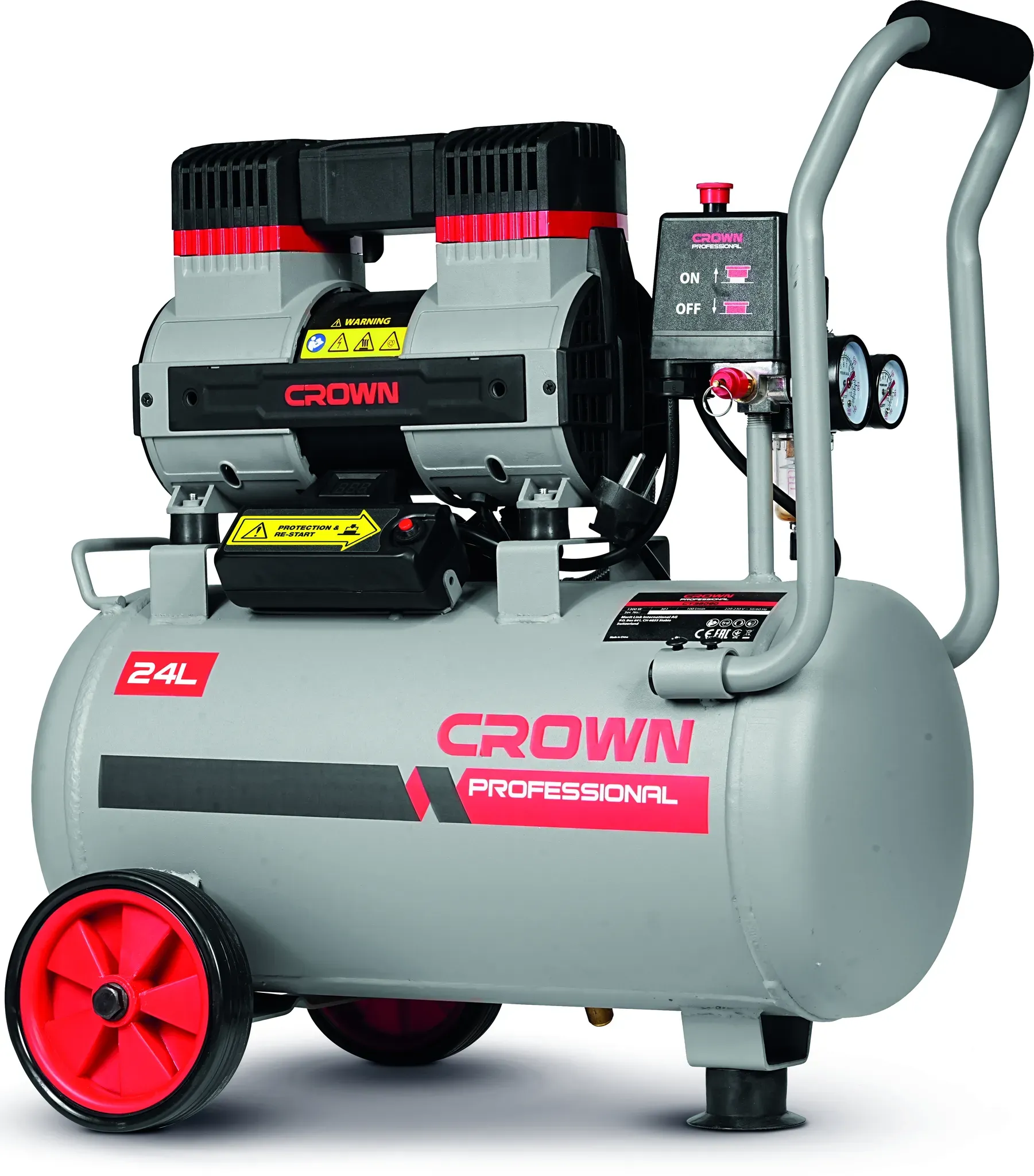 CROWN Kompressor SILENT, ÖLFREI 24l 8 bar