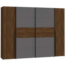 Forte Narago, Grau, Walnuss, Holzwerkstoff, 10 Fächer, 270x210x61 cm, Schlafzimmer, Kleiderschränke, Drehtürenschränke