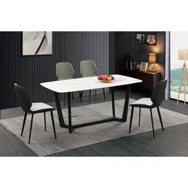 xlmoebel Luxus Tisch Edelstahl Marmor Imitat Stein Esstisch Esszimmer Tische Wohnzimmer