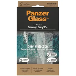 PanzerGlass 3-in-1 Schutz-Set für Samsung Galaxy S23+, PicturePerfect-Kameraschutz, HardCase-Schutzhülle und Displayschutzglas