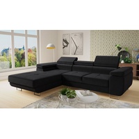 Sofnet Ecksofa Divo, mit Schlaffunktion und Bettkasten, Schlafsofa mit einstellbare Kopfstützen - Wohnlandschaft schwarz