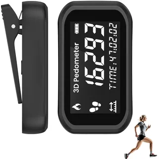 3D Schrittzähler Clips, ORIA Pedometer Schrittzähler, Einfacher Fitness Tracker Fußgelenk Rollator wasserdichte Kalorienzähler für Senioren Damen Kinder, Lanyard,Uhr, Ohne App und Handy,Hosentasche