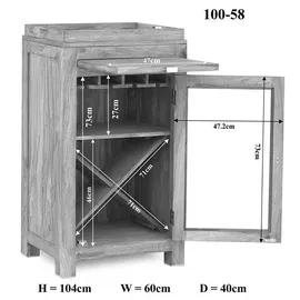 MASSIVMOEBEL24.DE Weinregal 60 x 40 x 104 cm Grau