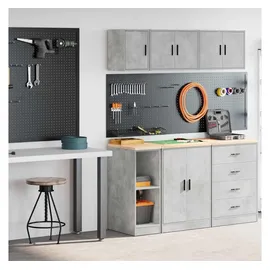 vidaXL Garagenschränke 2 Stk. Betongrau Holzwerkstoff