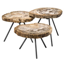 Casa Padrino Luxus Couchtisch 3er Set Braun / Rotguss - Wohnzimmermöbel