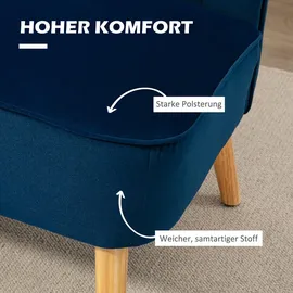 Homcom 2-Sitzer Sofa Zweisitzer, Loveseat mit Leinenoptik, Holzbeine, Blau