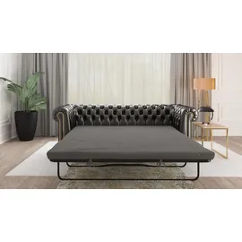 s-style möbel Chesterfield-Sofa Schwarz Textil, Echtholz,Birke, 3-Sitzer Füllung: Silikon,Silikon,Komfortschaum, 203x72x86 cm