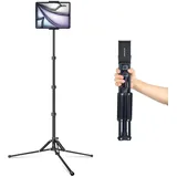 elitehood Aluminium-Tablet-Ständer, kompakt und leicht, verstellbares iPad-Stativ mit 5/8-Zoll-Gewinde, abnehmbarer Tablet-Halter, um 360° drehbar, neigbar, iPad-Ständer für 4,7-13 Zoll Tablets und