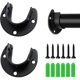 Sctmda Rundrohr-Halterung 2 Stück Rundrohr Halterung for Schrankrohr Stange Edelstahl Kleiderschrank Stangenhalter U-Form Kleiderstangen Halterung Gardinenstange Halter Flansch Stangenhalter Schwarz