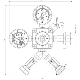 ich-zapfe Druckminderer 2-leitig CO2 für Bier Zapfanlage 3bar