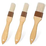 3 Stück Backpinsel, Pinsel zum Kochen, Pinsel Backen, Küchenpinsel Hitzebeständig Bratpinsel Ölpinsel, Holzgriff Backen Kochpinsel für Öl Aufstrich Grill Gebäck Sauce BBQ Butter Marinade