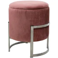 Akord Pouf AKORD porto aus Samtstoff mit Stauraum in Rosa Durchmesser 40 cm Höhe 46 cm