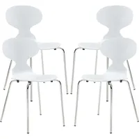[en.casa] Esszimmerstuhl Kil 4er Set Weiß/Chromfarben