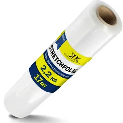 KK Verpackungen 3 Rollen Stretchfolie Palettenfolie Wickelfolie 17 my 500mm x 300m transparent