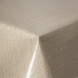 Tischdecke Outdoor Wetterfest Rund - rutschfest & Abwaschbar in 5 Farben - Wachstuchtischdecke mit Leinenoptik, Vlies-Unterseite & Paspelrand - Gartentischdecke Rund 160 cm Beige