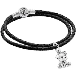 Pandora 51524 Damen-Armband im Set mit Charm-Anhänger Labrador Puppy, 38 cm