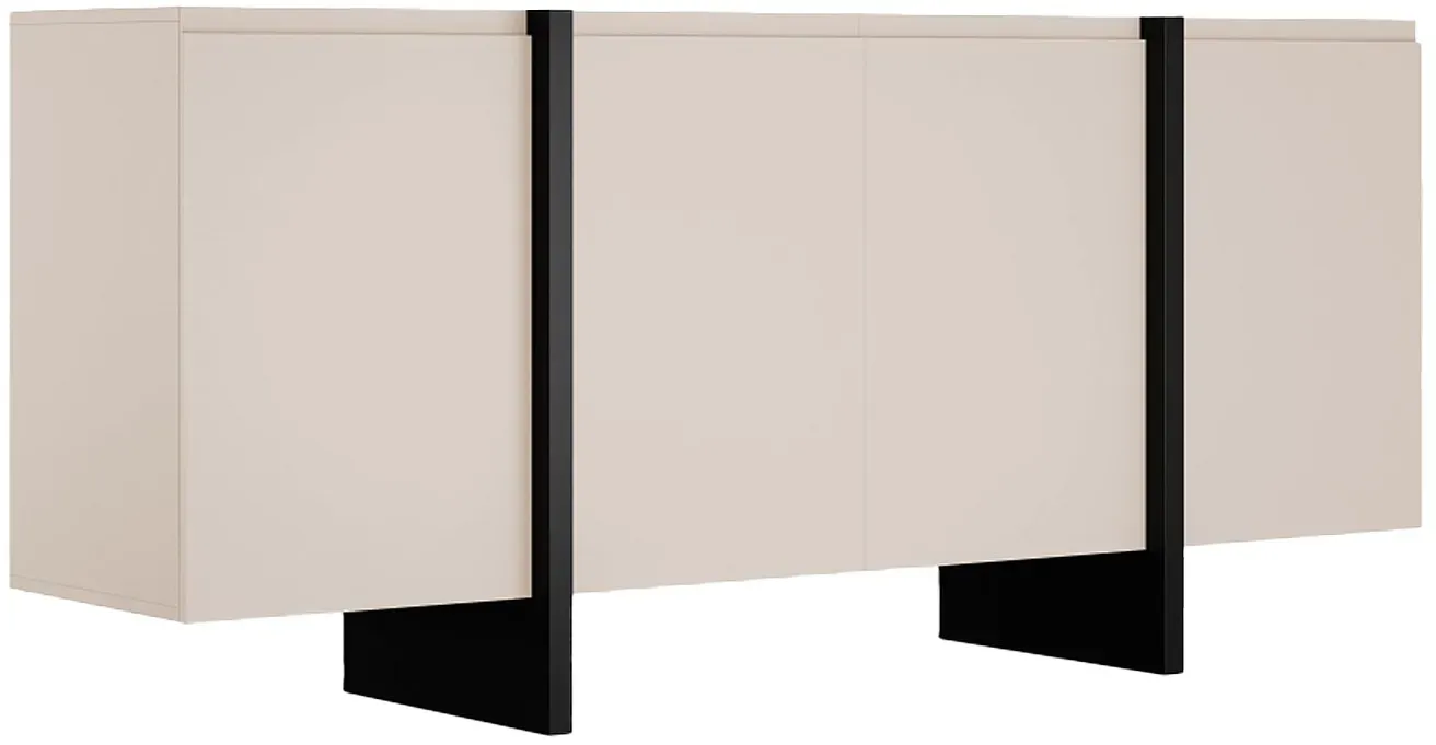 Sideboard mit 4 Türen - MDF - Beige & Schwarz - LUVONIA