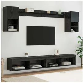 vidaXL TV Wand Einheiten mit LED mit LED 6 pcs Schwarz Eichen-Optik