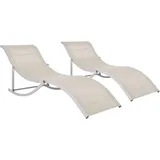 vidaXL 2X Sonnenliege Klappbar Gartenliege Liegestuhl Liege Saunaliege Gartenmöbel Relaxliege Strandliege Lounge Garten Creme Textilene